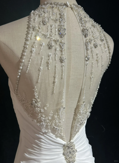 Vintage Bridal Gown 1960s A Line Jewel Neck Chiffon Long White Wedding Dresses Elegant Bridal Gowns DH658