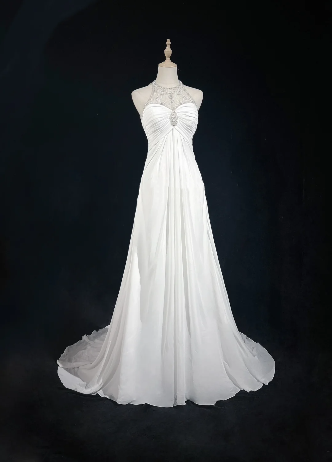 Vintage Bridal Gown 1960s A Line Jewel Neck Chiffon Long White Wedding Dresses Elegant Bridal Gowns DH658