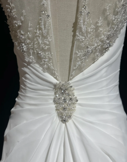 Vintage Bridal Gown 1960s A Line Jewel Neck Chiffon Long White Wedding Dresses Elegant Bridal Gowns DH658