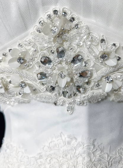 Vintage Bridal Gown 1960s A Line Strapless Tulle Lace Long White Wedding Dresses Elegant Bridal Gowns DH662