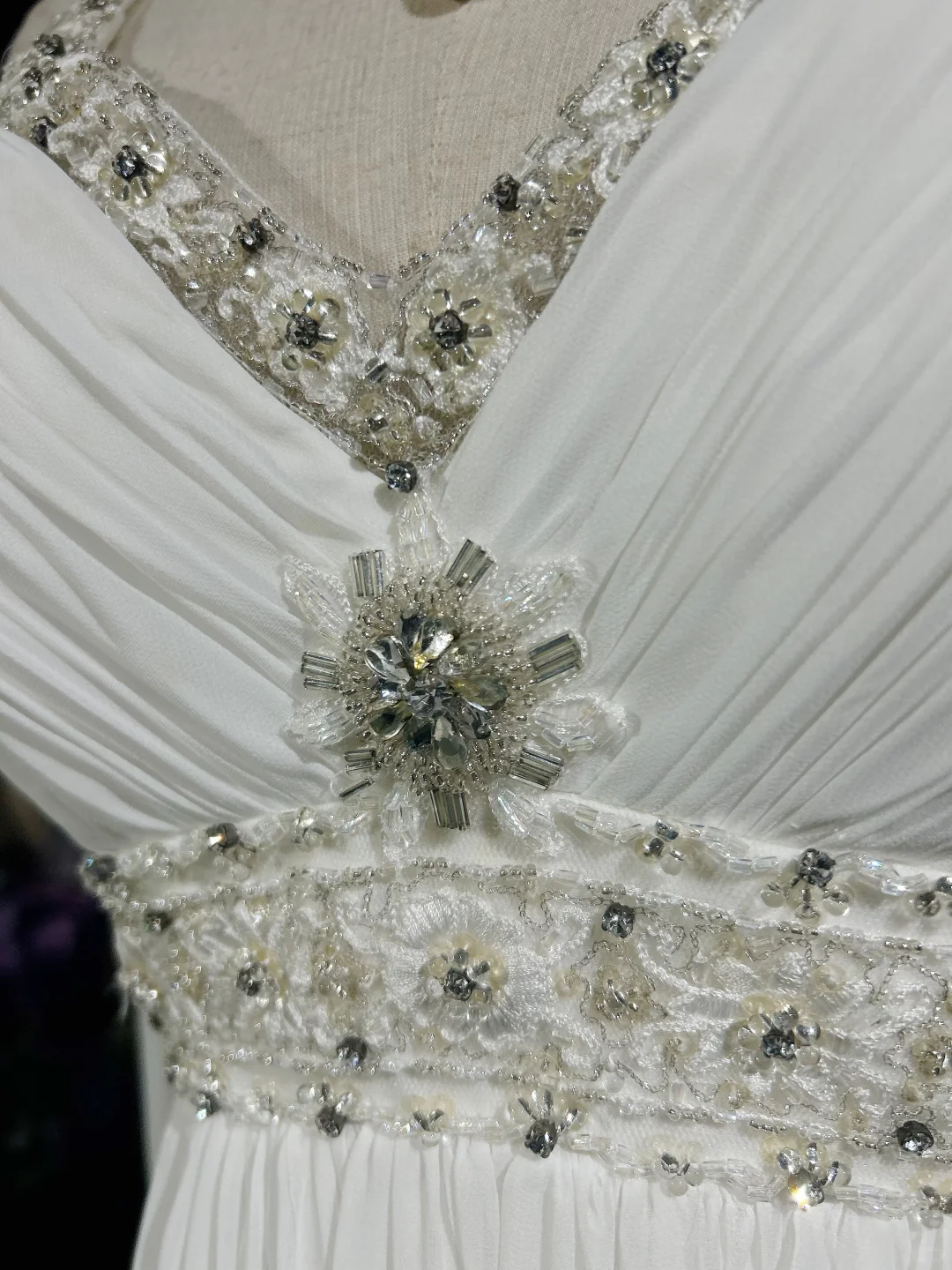 Vintage Bridal Gown 1960s A Line V Neck Chiffon Long White Wedding Dresses Elegant Bridal Gowns DH667