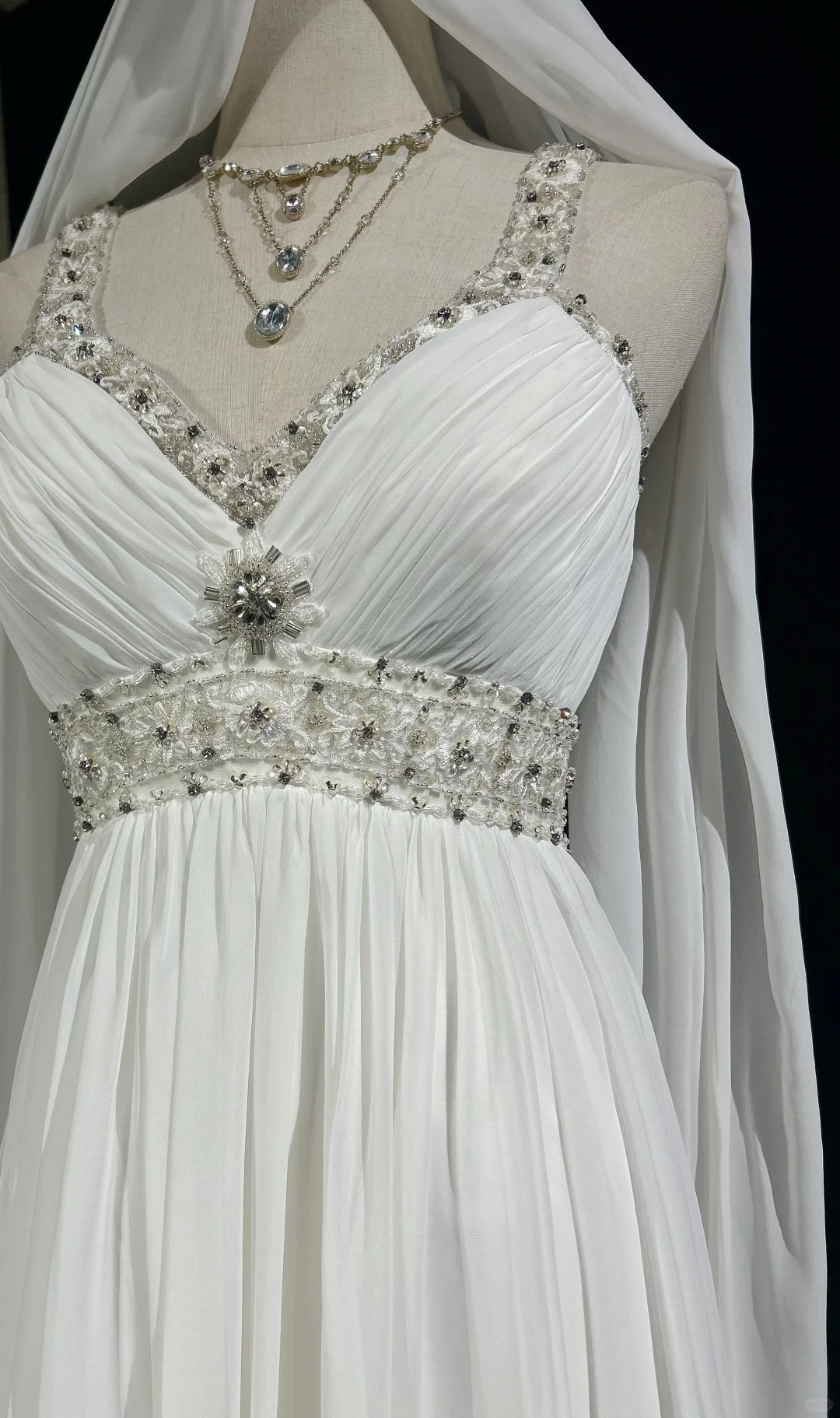 Vintage Bridal Gown 1960s A Line V Neck Chiffon Long White Wedding Dresses Elegant Bridal Gowns DH667