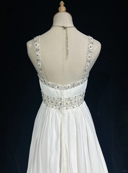 Vintage Bridal Gown 1960s A Line V Neck Chiffon Long White Wedding Dresses Elegant Bridal Gowns DH667