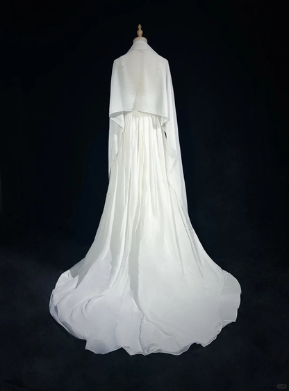 Vintage Bridal Gown 1960s A Line V Neck Chiffon Long White Wedding Dresses Elegant Bridal Gowns DH667