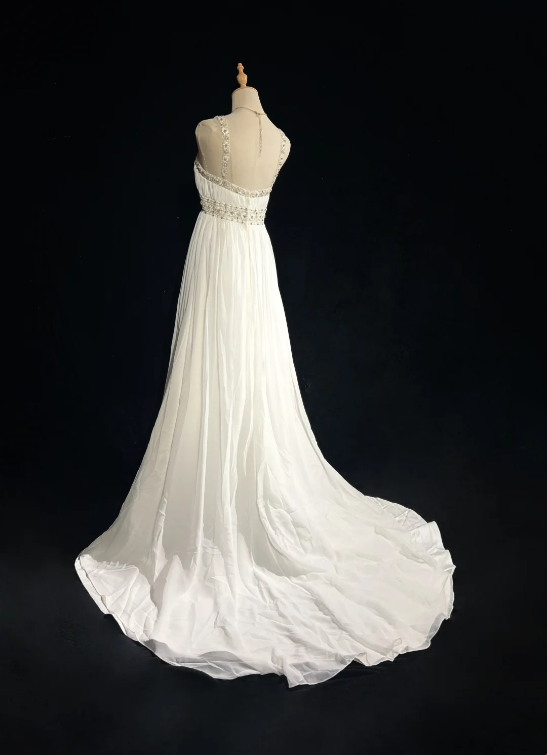 Vintage Bridal Gown 1960s A Line V Neck Chiffon Long White Wedding Dresses Elegant Bridal Gowns DH667