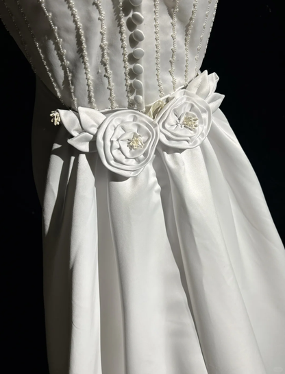 Vintage Bridal Gown 1960s Sheath Spaghetti Straps Satin White Long Summer Autumn Wedding Dresses Elegant Bridal Gowns DH671