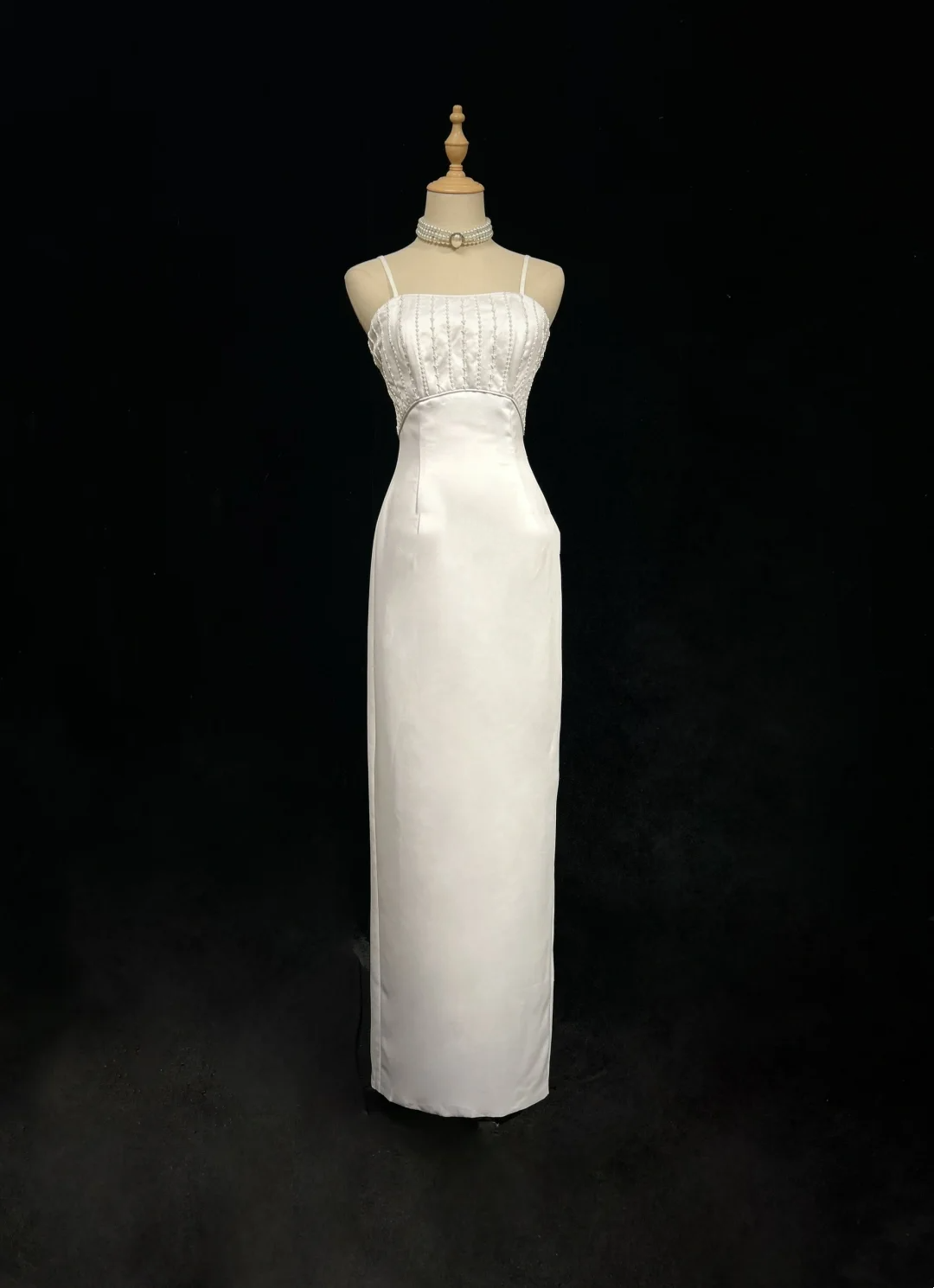 Vintage Bridal Gown 1960s Sheath Spaghetti Straps Satin White Long Summer Autumn Wedding Dresses Elegant Bridal Gowns DH671