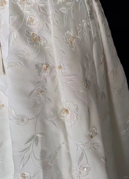 Vintage A line Bateau White Satin Long 1940s 1950s Wedding Dresses Elegant Bridal Gowns DH674