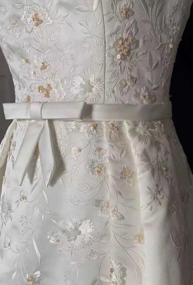 Vintage A line Bateau White Satin Long 1940s 1950s Wedding Dresses Elegant Bridal Gowns DH674