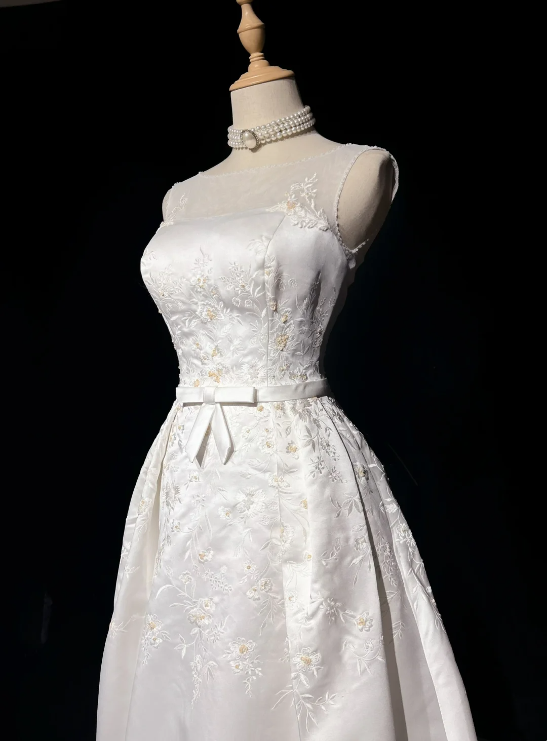 Vintage A line Bateau White Satin Long 1940s 1950s Wedding Dresses Elegant Bridal Gowns DH674