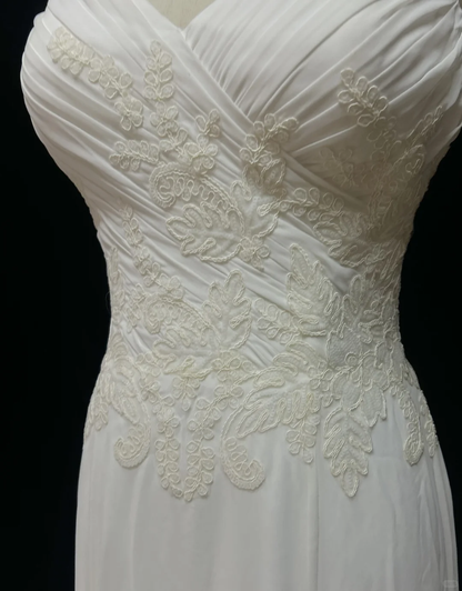 Vintage Mermaid Spaghetti Straps White Chiffon Appliques Long 1940s 1950s Wedding Dresses Elegant Bridal Gowns DH676
