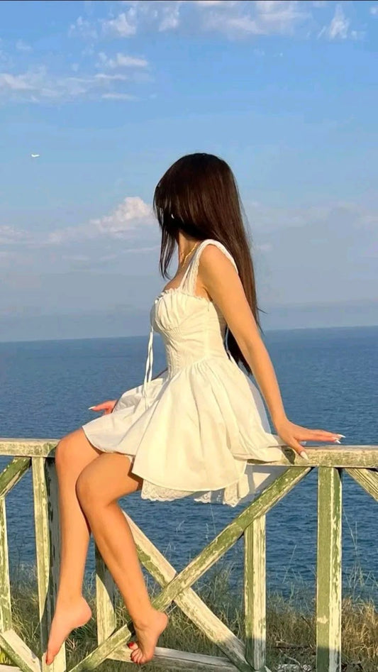 Cute A Line Straps White Lace Mini Short Formal 8th Grade Homecoming Dresses Summer Middle School Hoco Dress Homecoming Outfits DH694