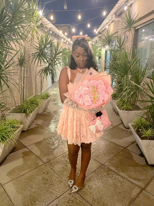 Cute A Line Spaghetti Straps Pink Lace Mini Short Formal 8th Grade Homecoming Dresses Summer Middle School Hoco Dress Homecoming Outfits DH705