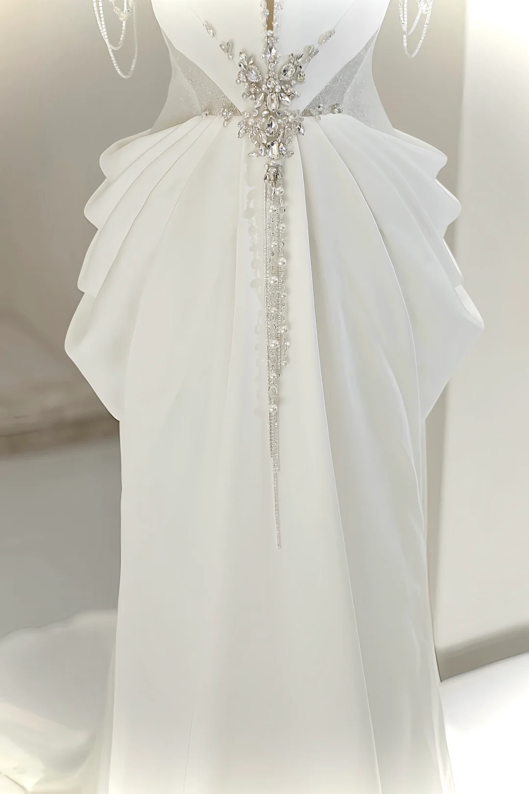 Unique Bridal Gown A Line Sweetheart White Satin Long Wedding Dresses Silver Beads Elegant Brides Gowns DH736