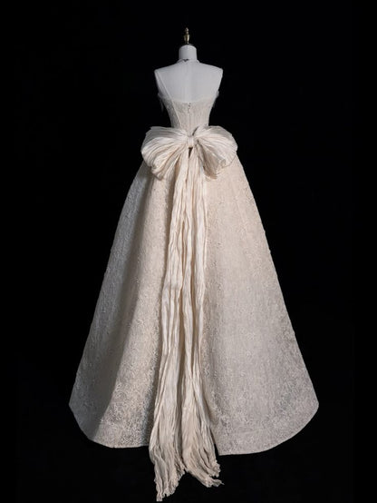 Unique Wedding Dress Ball Gown Strapless Neck Lace Long Wedding Dresses Bridal Gowns Elegant Brides Gown DH741