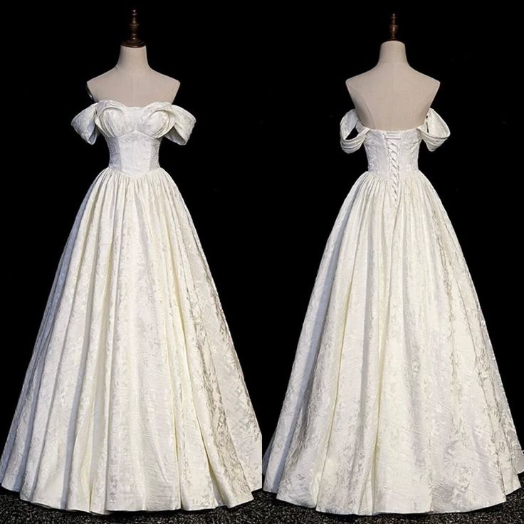 Classic Bridal Gown A Line Off The Shoulder Short Sleeves Lace White Wedding Dresses Minimalist Bridal Gowns DH753