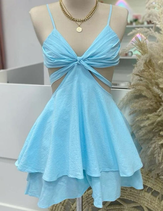 Cute A Line Tiffany Blue Spaghetti Straps Sleeveless Mini Short Formal 8th Grade Homecoming Dresses Summer Middle School Hoco Dress Homecoming Outfits 25 Birthday Dress DH755