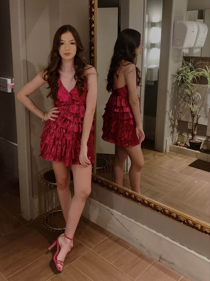 Sexy A line Spaghetti Straps Hot Pink Mini Short Formal 8th Grade Homecoming Dresses Summer Middle School Hoco Dress Homecoming Outfits 18th Birthday Outfit DH763