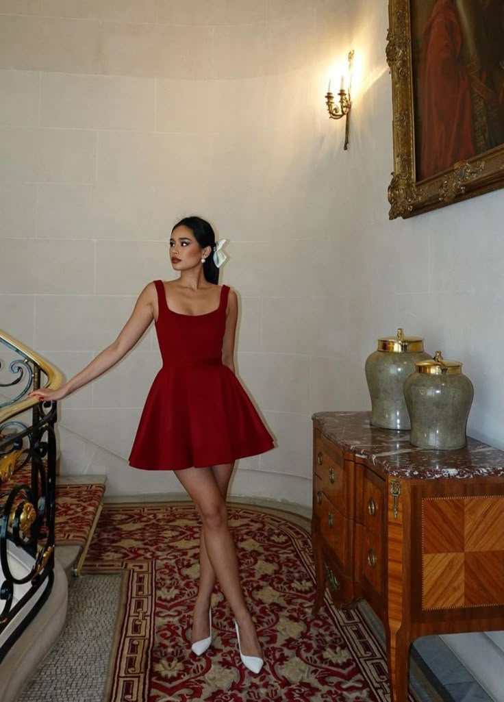 Cute A line Square Neck Burgundy Satin Mini Short Formal 8th Grade Homecoming Dresses Summer Middle School Hoco Dress Homecoming Outfits 25 Birthday Dress DH778