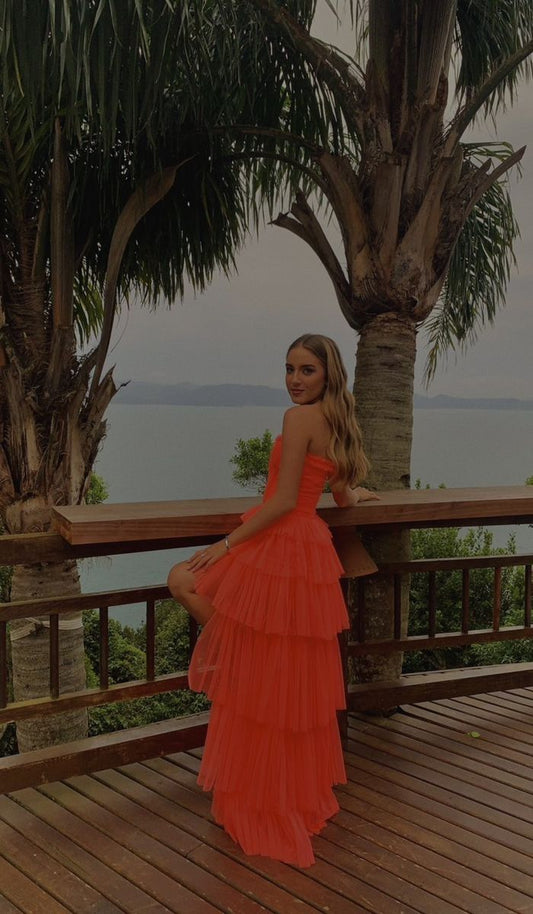 Elegant A line Strapless Tulle Prom Dresses Party Dress Summer 20th Birthday Outfits 18th Birthday Dresses DH841