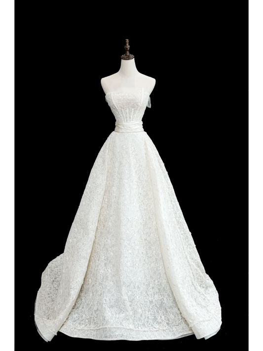 Timeless Bridal Gown Ball Gown Strapless Lace Long White Wedding Dresses Elegant Bridal Gowns DH872