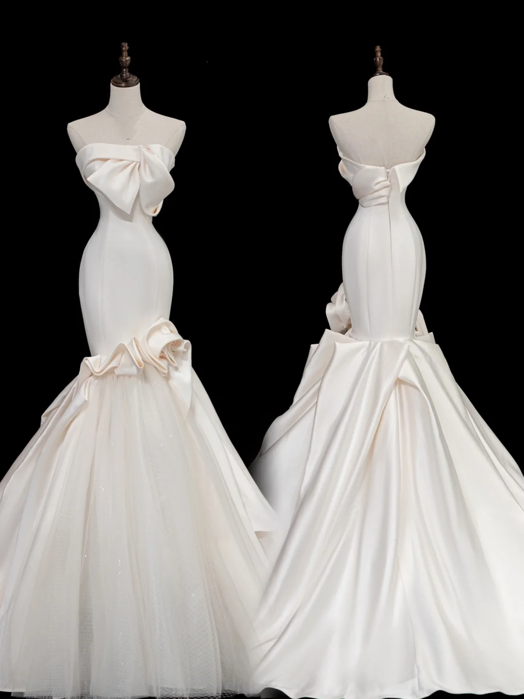 Timeless Bridal Gown Mermaid Strapless Satin Long Wedding Dresses Elegant Bridal Gowns DH874