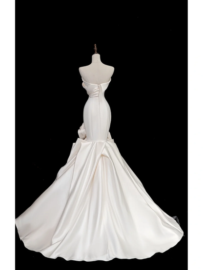 Timeless Bridal Gown Mermaid Strapless Satin Long Wedding Dresses Elegant Bridal Gowns DH874