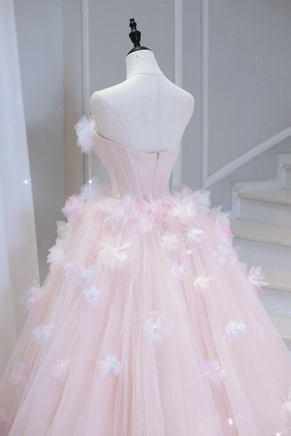 Pretty Ball Gown Off The Shoulder Pink Tulle Long Quinceanera Dress Formal Gowns Vestido De 15 Anos Sweet 16 Dress DH884