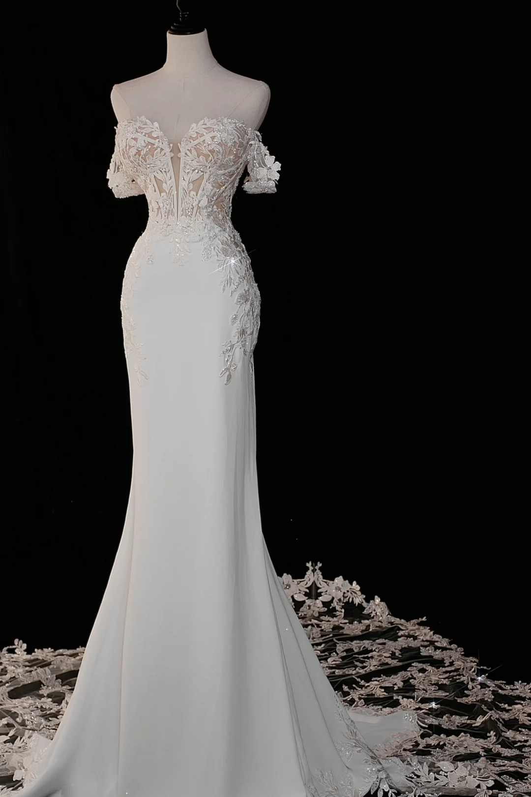 Timeless Bridal Gown Mermaid Off The Shoulder Satin Short Sleeves Wedding Dresses Elegant Bridal Gowns DH885