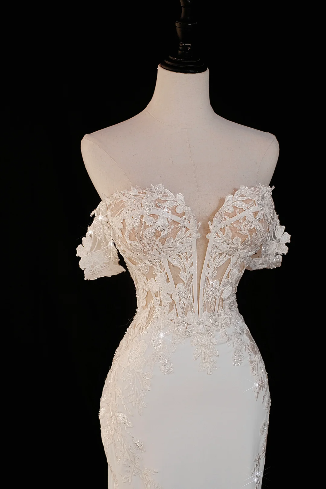 Timeless Bridal Gown Mermaid Off The Shoulder Satin Short Sleeves Wedding Dresses Elegant Bridal Gowns DH885