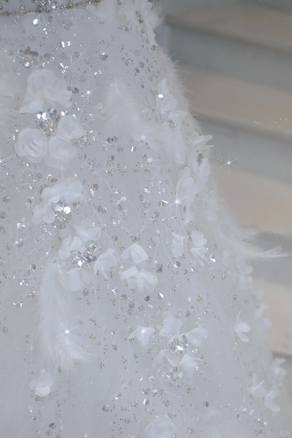 Timeless Bridal Gown Ball Gown Strapless Sequin Sleeveless Long White Wedding Dresses Elegant Bridal Gowns DH886