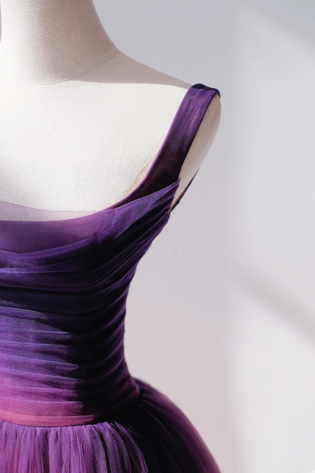 Elegant A Line Square Neck Grape Tulle Prom Dresses Party Dress Summer 20th Birthday Outfits 18th Birthday Dresses DH887