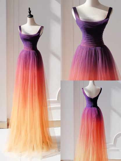 Elegant A Line Square Neck Grape Tulle Prom Dresses Party Dress Summer 20th Birthday Outfits 18th Birthday Dresses DH887