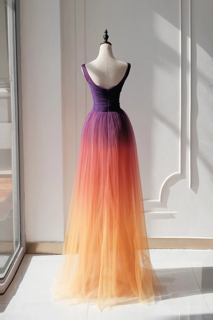 Elegant A Line Square Neck Grape Tulle Prom Dresses Party Dress Summer 20th Birthday Outfits 18th Birthday Dresses DH887