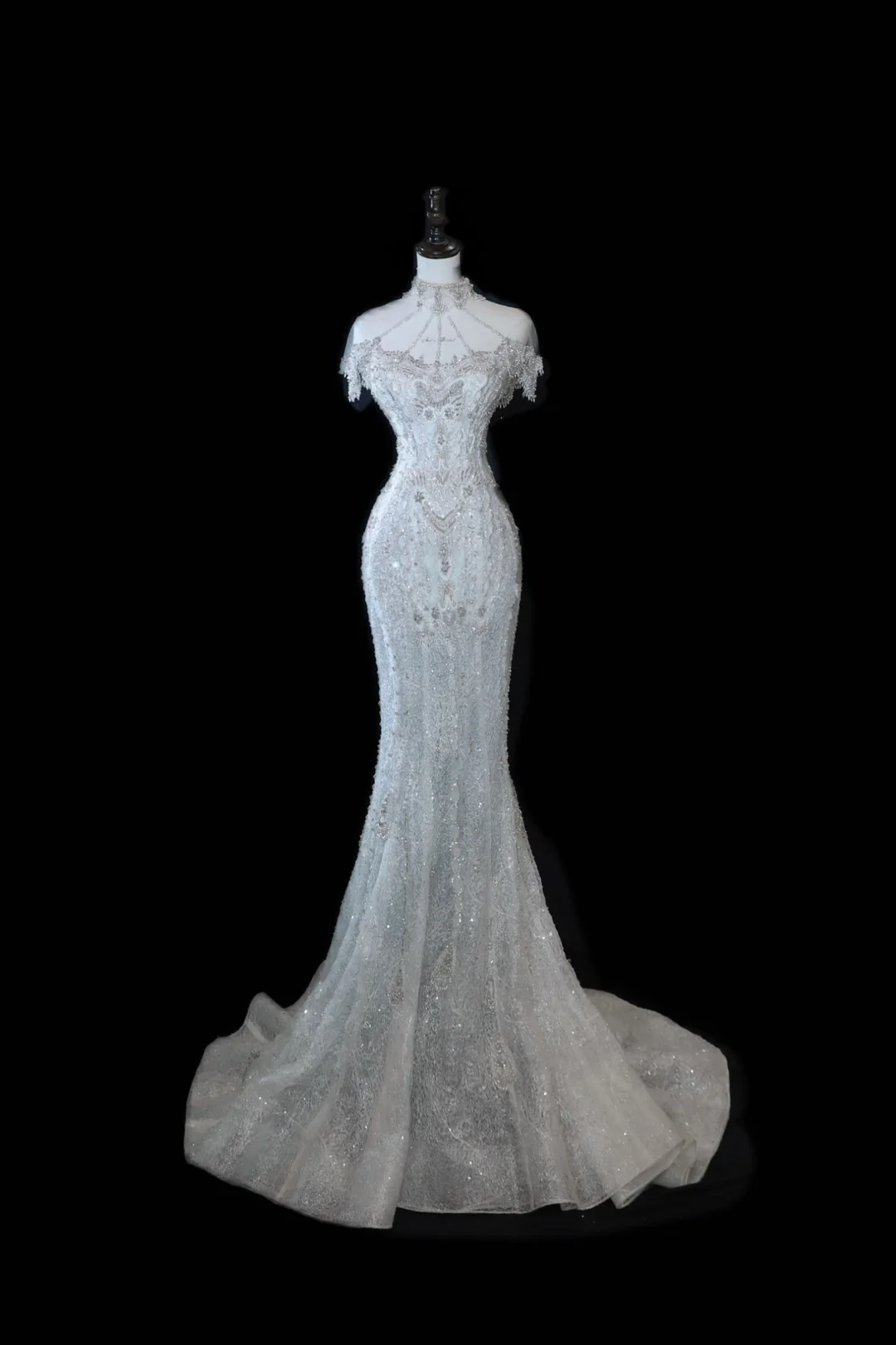 Timeless Bridal Gown Mermaid Off The Shoulder Silver Sequin Cap Sleeves Long Wedding Dresses Elegant Bridal Gowns DH897