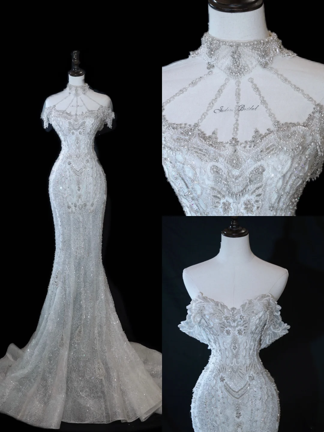 Timeless Bridal Gown Mermaid Off The Shoulder Silver Sequin Cap Sleeves Long Wedding Dresses Elegant Bridal Gowns DH897