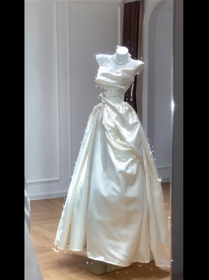 Timeless Bridal Dress Ball Gown Strapless Satin White Wedding Dresses Elegant Bridal Gowns DH898