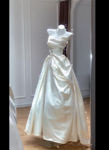 Timeless Bridal Dress Ball Gown Strapless Satin White Wedding Dresses Elegant Bridal Gowns DH898