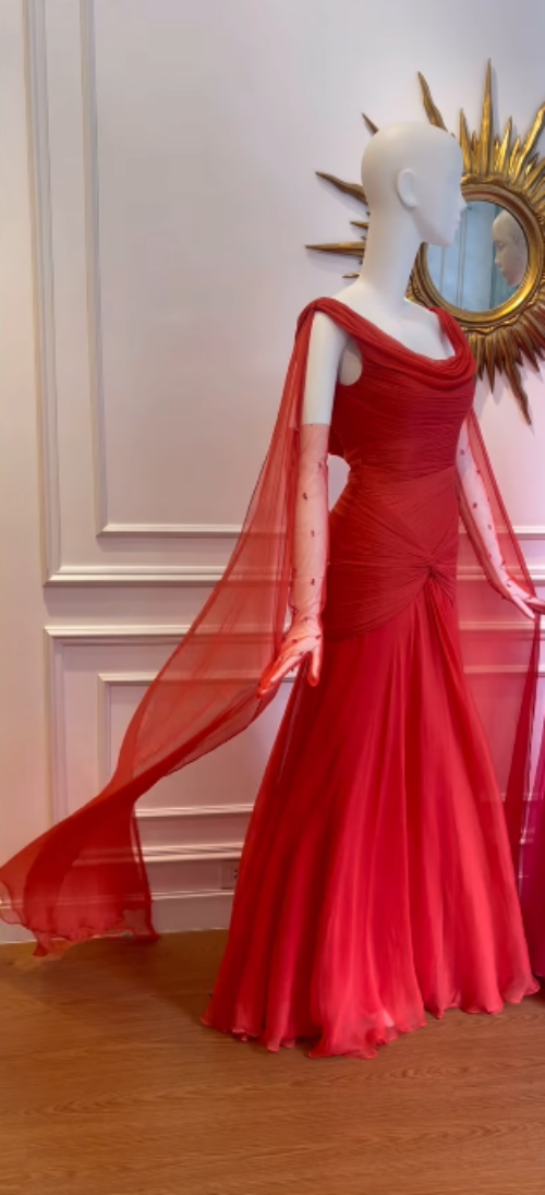 Elegant Mermaid Scoop Neck Pink Chiffon Long Prom Dresses Party Dress Summer 20th Birthday Outfits 18th Birthday Dresses DH904