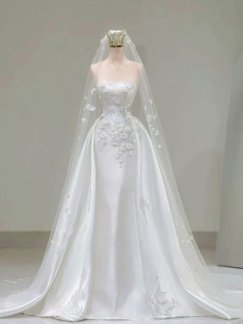 Timeless Bridal Gown Mermaid Strapless White Sleeveless Long Wedding Dresses Elegant Bridal Gowns DH906