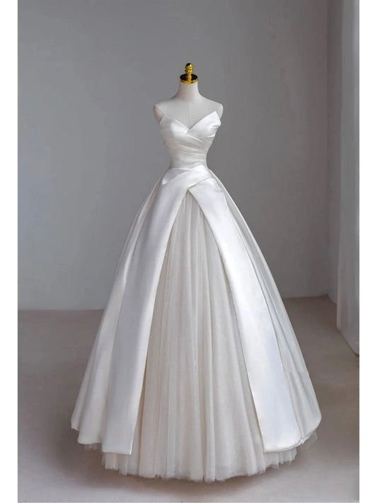 Timeless Bridal Gown Ball Gown Sweetheart White Sleeveless Long Wedding Dresses Elegant Bridal Gowns DH907
