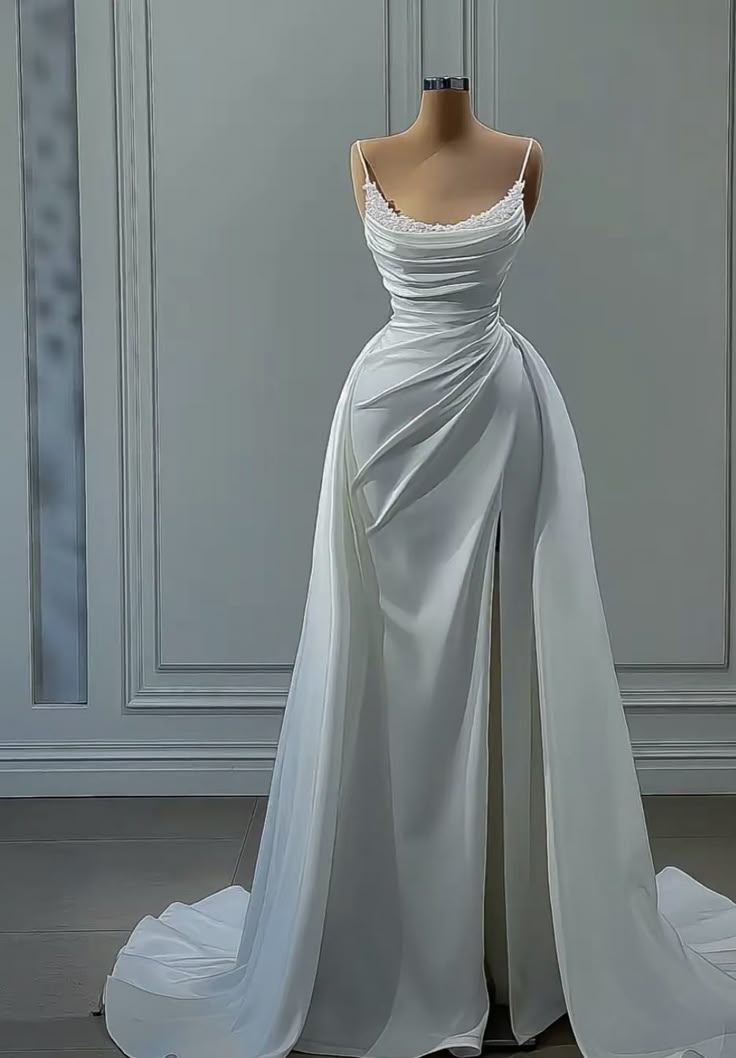 Simple Bridal Gown Mermaid Spaghetti Straps White Sleeveless Long Wedding Dresses Elegant Bridal Gowns DH924