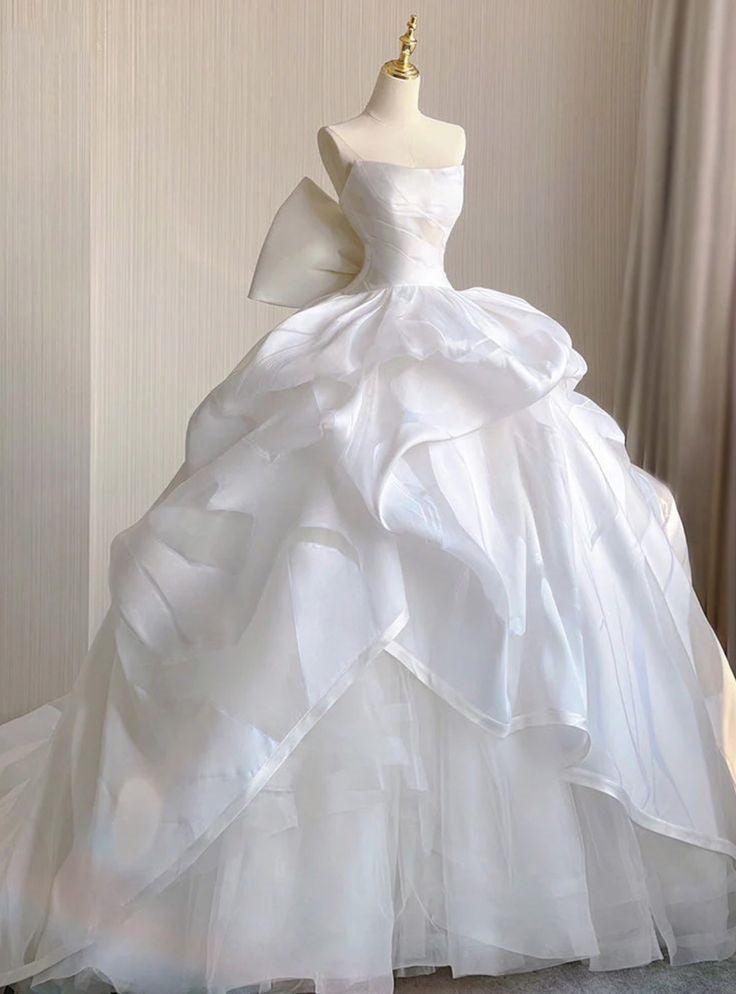 Unique Bridal Gown Ball Gown Sweetheart Tulle Sleeveless White Wedding Dresses Modest Bridal Gowns DH965