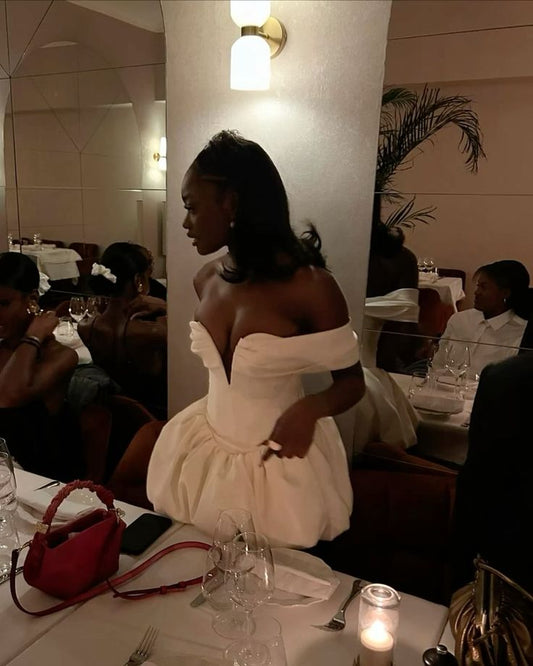 Sexy Ball Gown Off The Shoulder White Mini Short Formal 8th Grade Homecoming Dresses Summer Middle School Hoco Dress Homecoming Outfits Birthday Outfit DH982