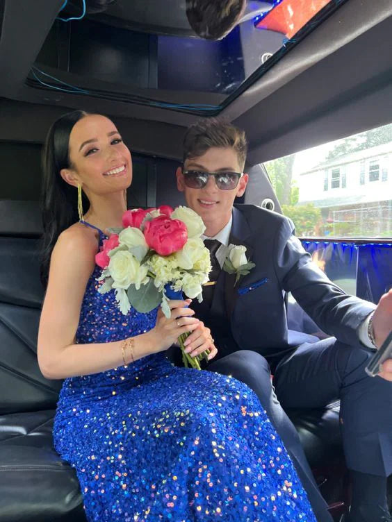 Blue V-Neck Mermaid Prom Dress