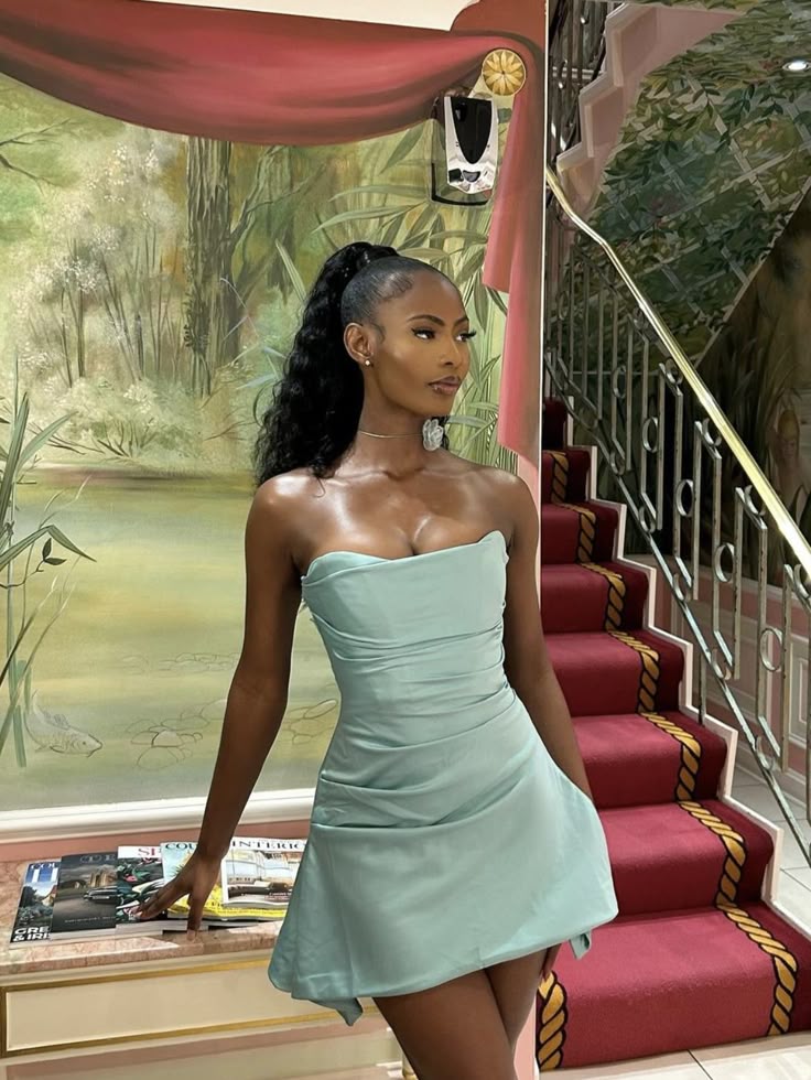 Cute A line Strapless Short Summer Birthday Dress Hoco Dress Birthday Outfit 19th Birthday Mini Party Dresses DP1006