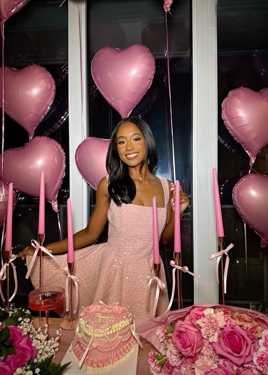 Cute A Line Square Neckline Sequin Short Summer Pink Birthday Dress Hoco Dress Birthday Outfit 18th Birthday Mini Party Dresses DP1007