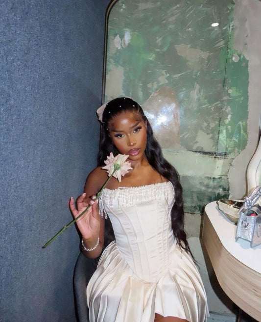 Cute A line Ivory Strapless Short Summer Birthday Dress Hoco Dress Birthday Outfit 19th Birthday Mini Party Dresses DP1008