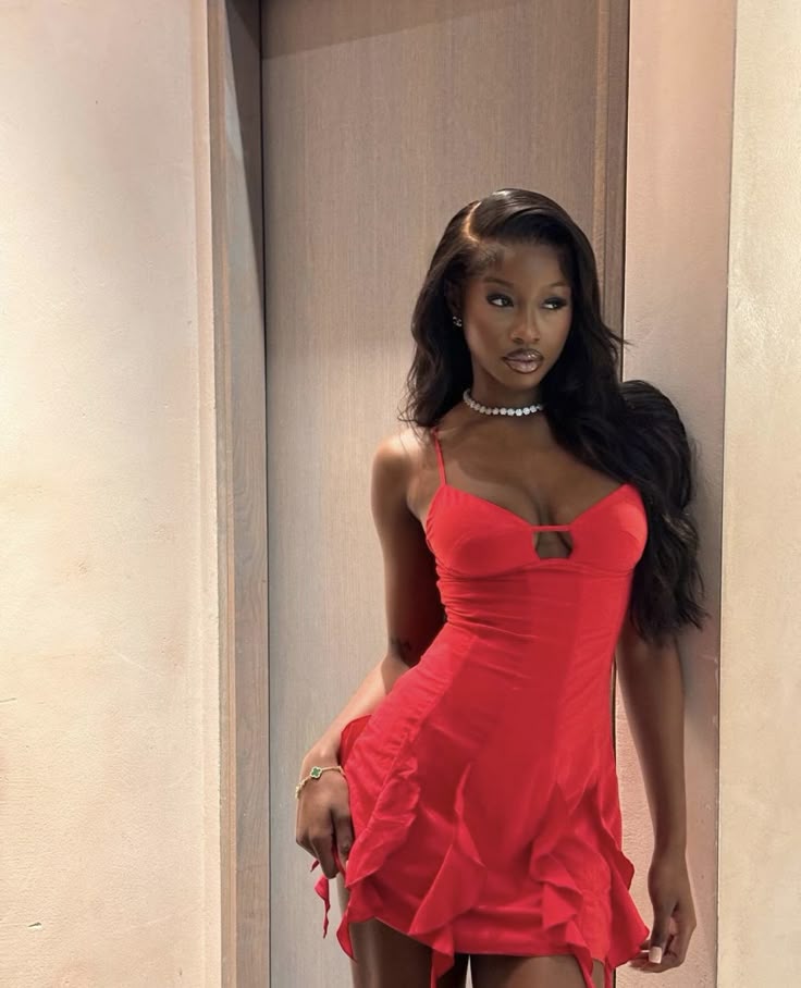 Sexy Sheath Red Chiffon Short Summer Birthday Dress Hoco Dress Birthday Outfit 19th Birthday Mini Party Dresses DP1023