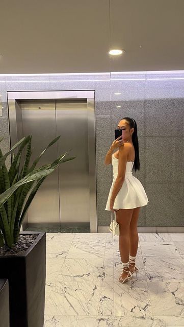 Sexy A Line Strapless White Satin Short Summer Birthday Dress Hoco Dress Birthday Outfit 18th Birthday Mini Party Dresses DP1046